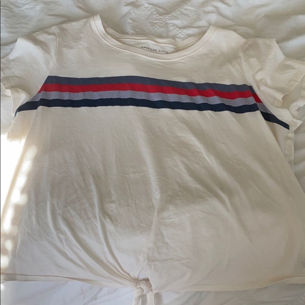 American eagle shirt with tie at bottom